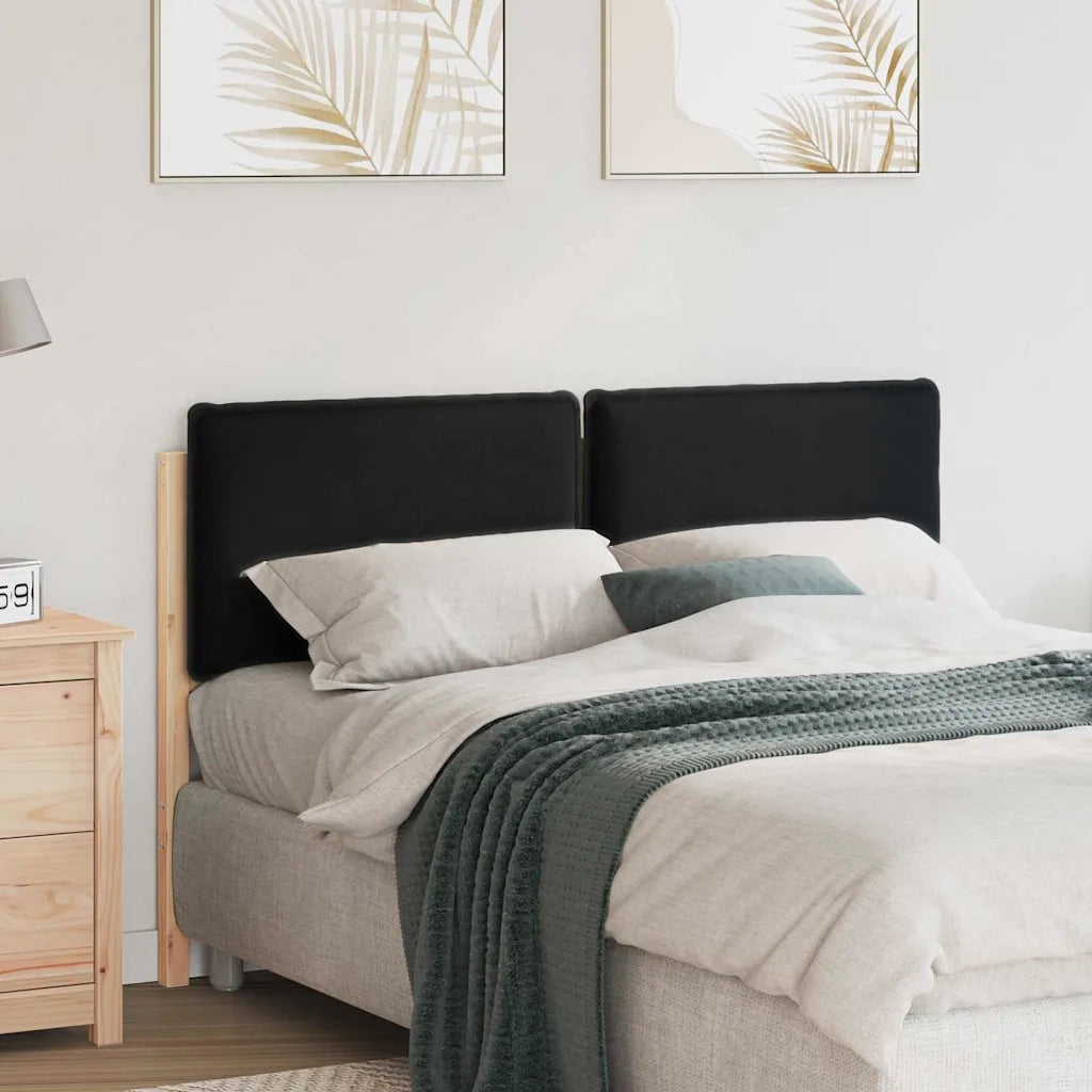 Testiera imbottita Naturale e Nero 120 cm Pino massello 880025