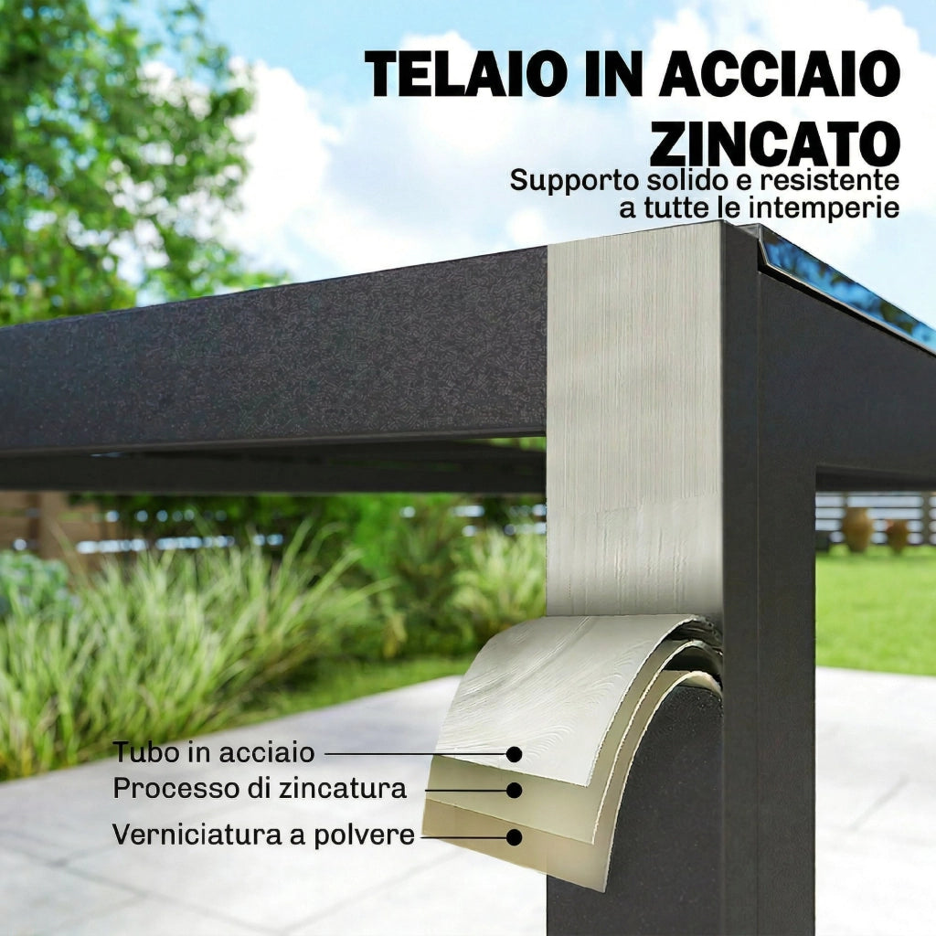 Set da Pranzo da Giardino 7 Pezzi, Tavolo e Sedie per 6 Persone, Nero