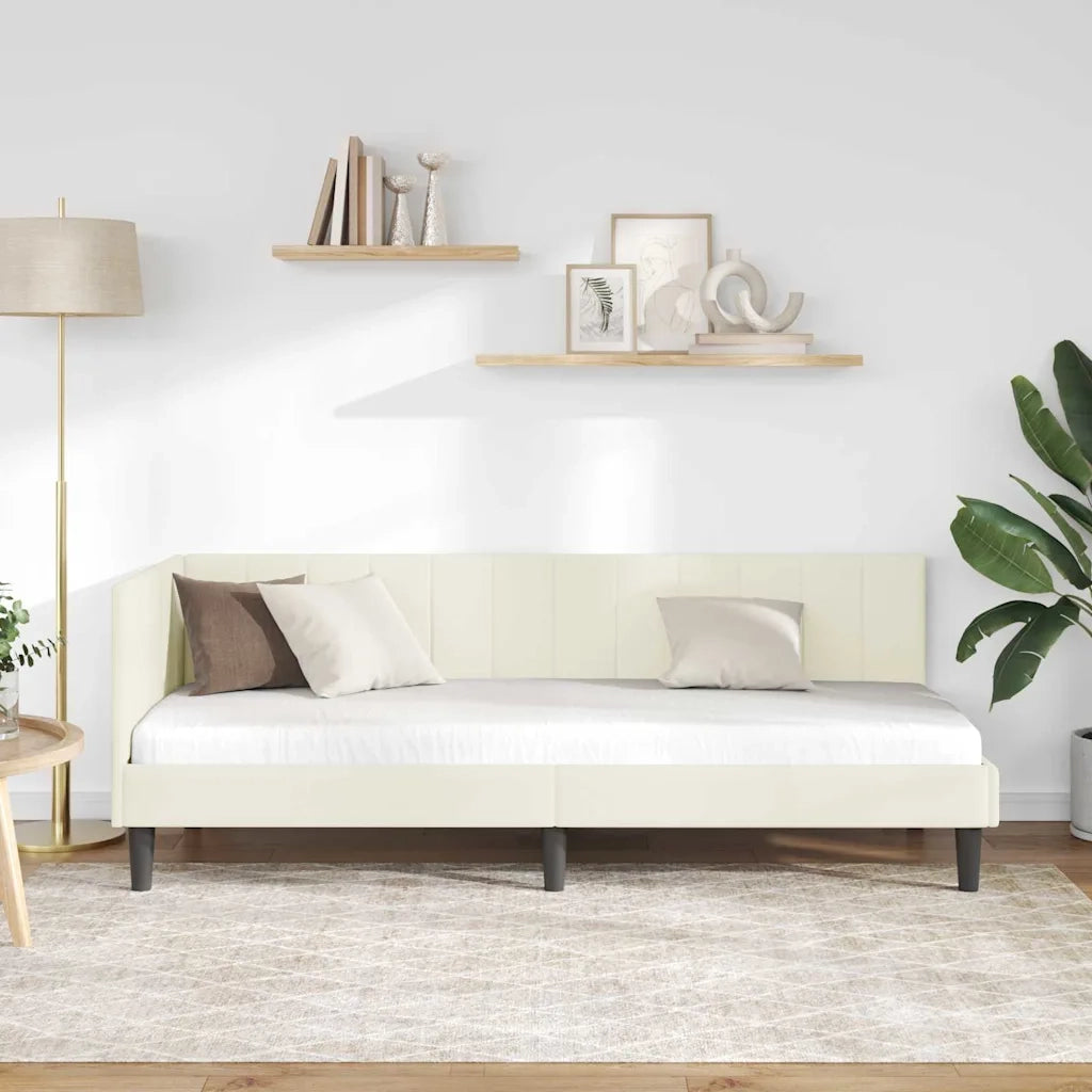 Cornice del letto ad angolo Crema 80 cm x 200 cm Velluto 42016335