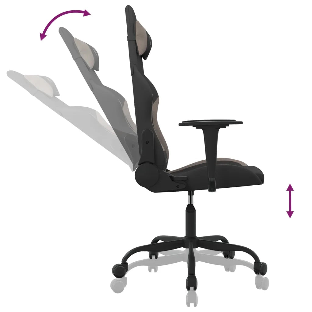 Sedia da Gaming Nero e Tortora in Tessuto 345471