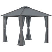 Gazebo da giardino 3x3m con 4 pareti laterali doppio tetto protezione solare ¨C Xylo ¨C Grigio
