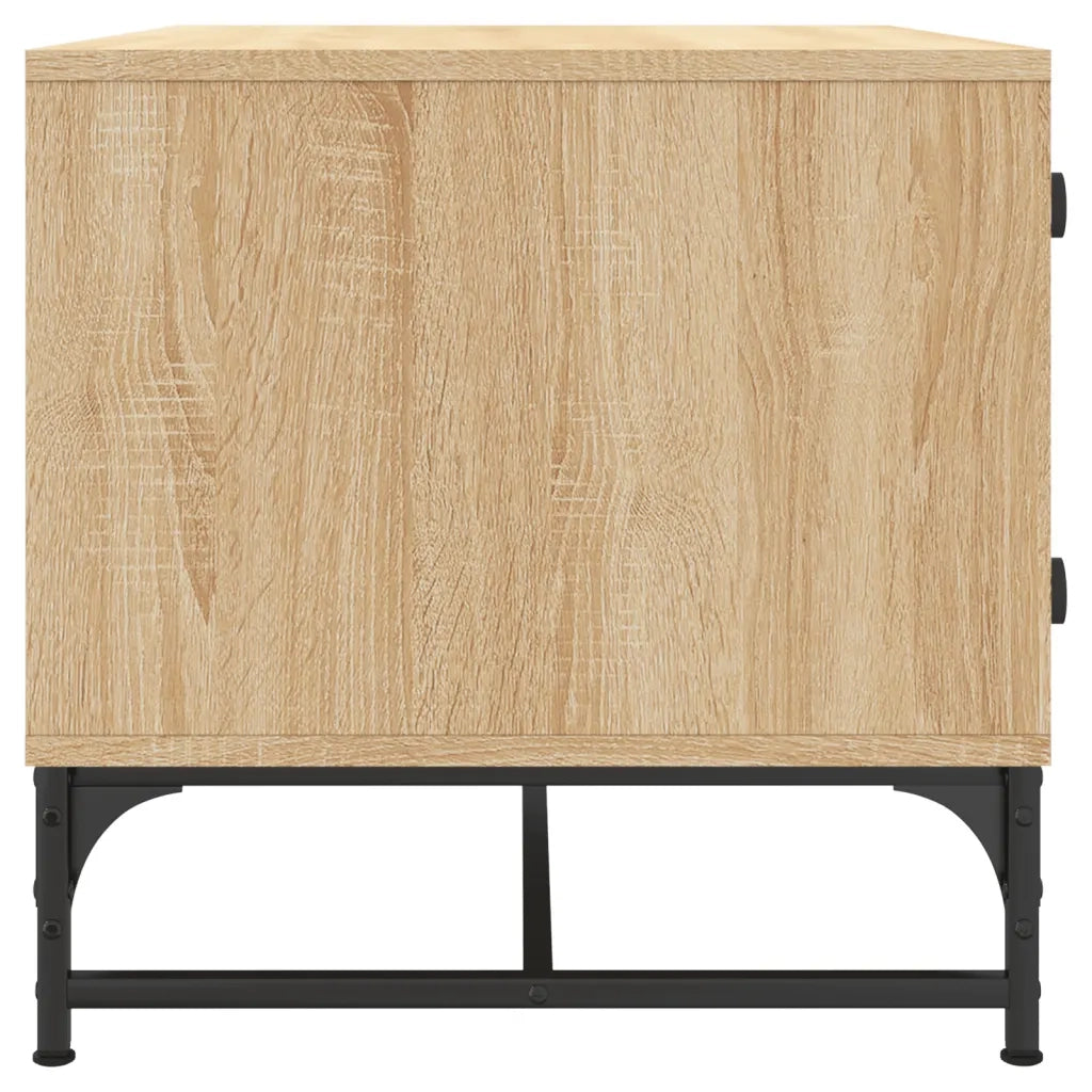 Tavolino Salotto con Ante in Vetro-Tavolino da soggiorno-Tavolo Rovere Sonoma 68,5x50x50 cm