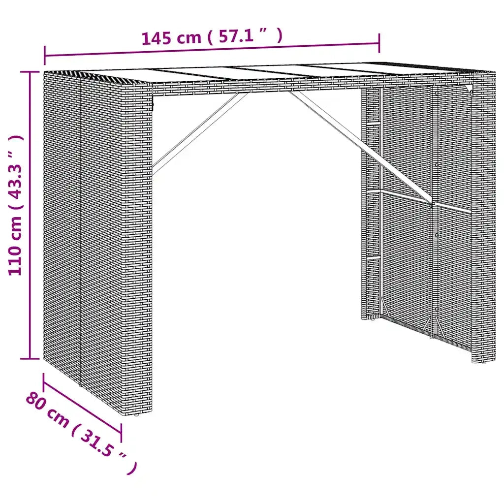 Set Bar da Giardino 7 pz con Cuscini in Polyrattan Grigio 3187628
