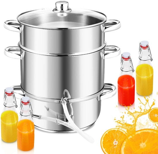 Sapificatore a vapore 8 Litri – Sapificatore per Frutta e Verdura, Macchina sapificante, Inclusa 4x Bottiglia a rullo, Adatto a induzione & Resistente al lavastoviglie
