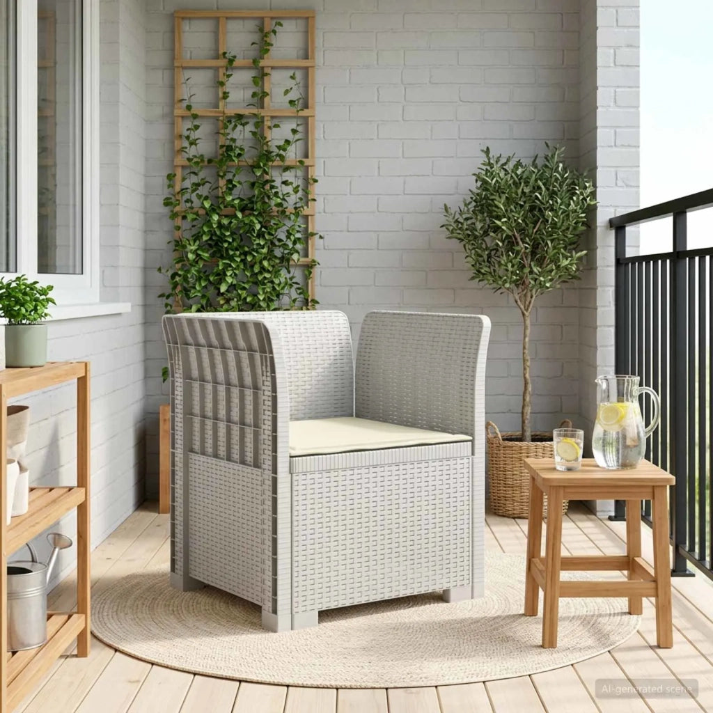 Poltrona a 1 Posto con Cuscino Aspetto Rattan PP Bianco 8011860