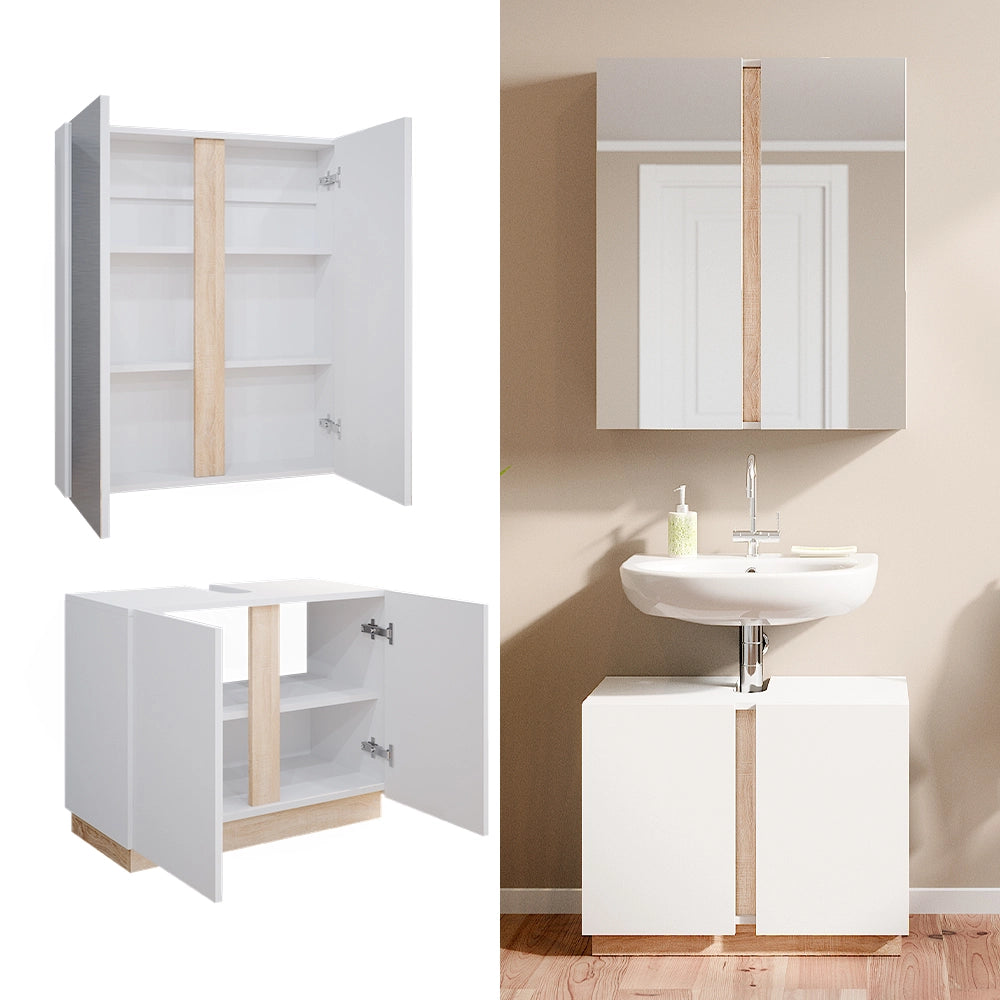Vicco Set di mobili da bagno Bianco 2 parti
