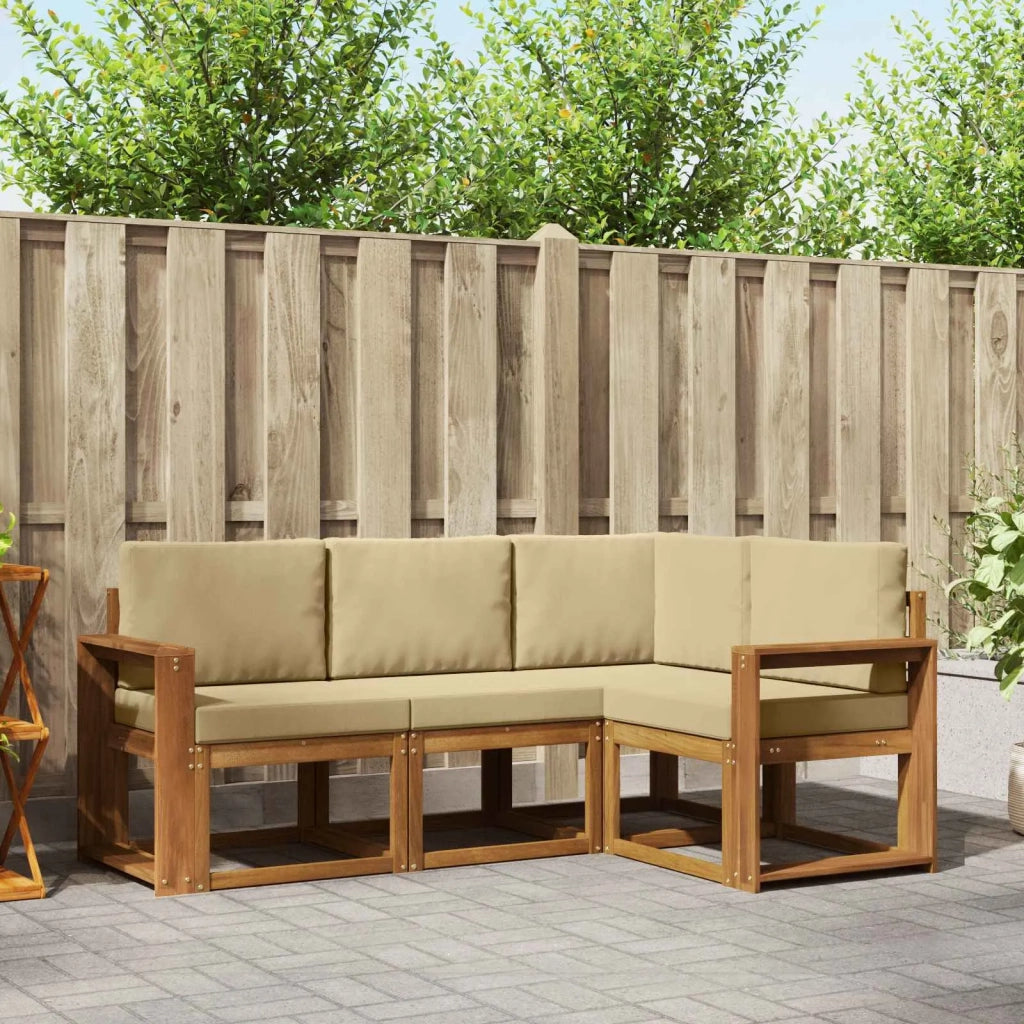 Set di divani da esterno con cuscino 4 pcs Naturale e Beige 3366331