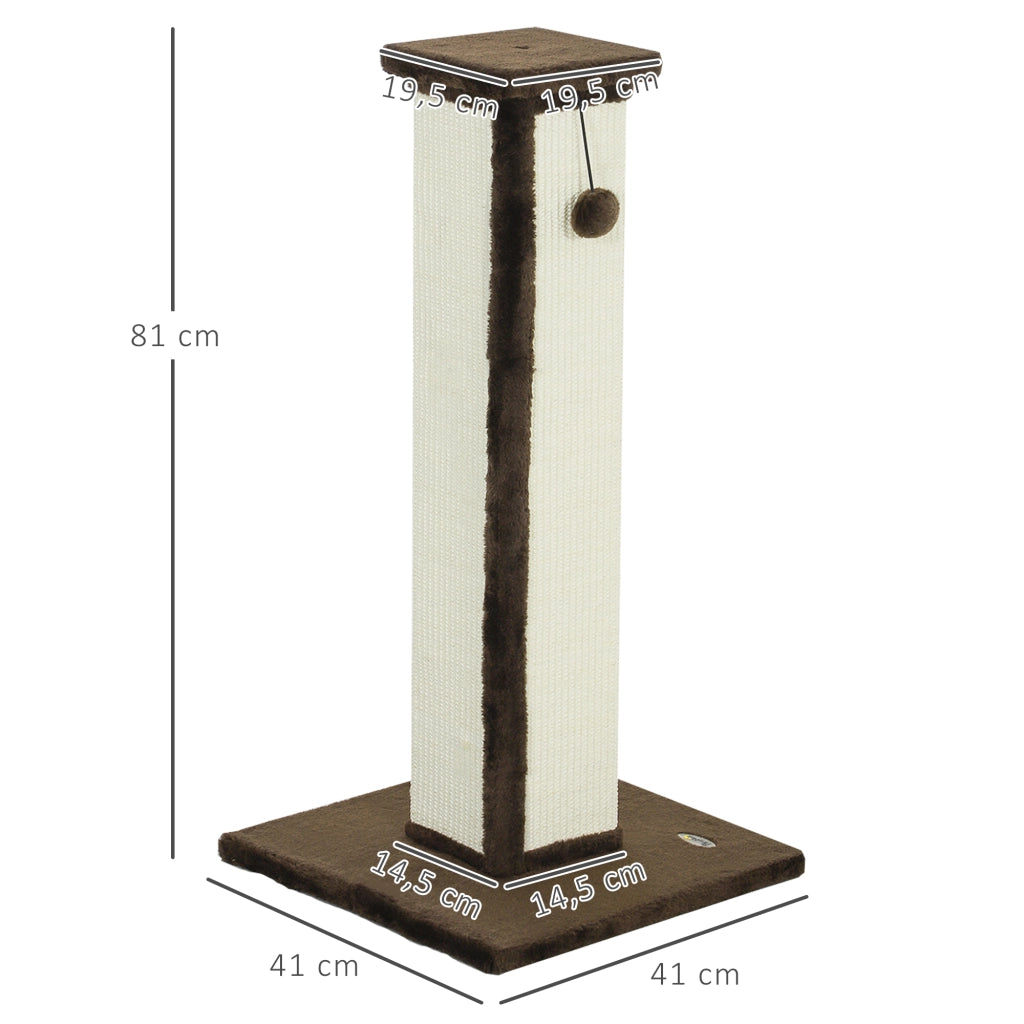 Tiragraffi per gatto con base stabile ¨C Minimal ¨C Marrone e crema 41x41x81 cm