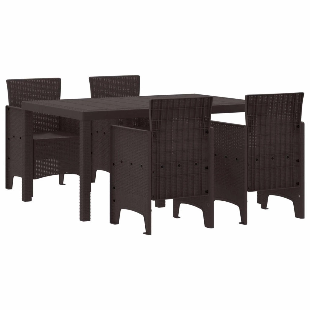 Set da Pranzo per Giardino 5 pcs Marrone Rattan Polt 3378697