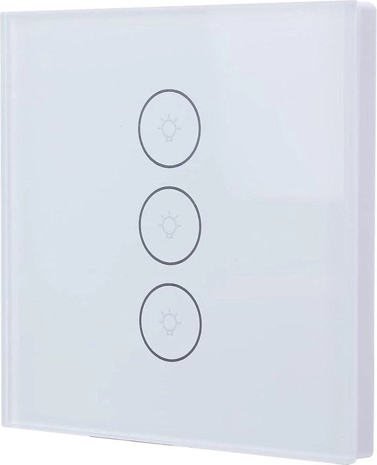 Luce A Led Wi-Fi 3 Vie Controllo Multipla Comando a Distanza Senza Fili Pulsante Unipolare per Infissi in Vetro - Bianco