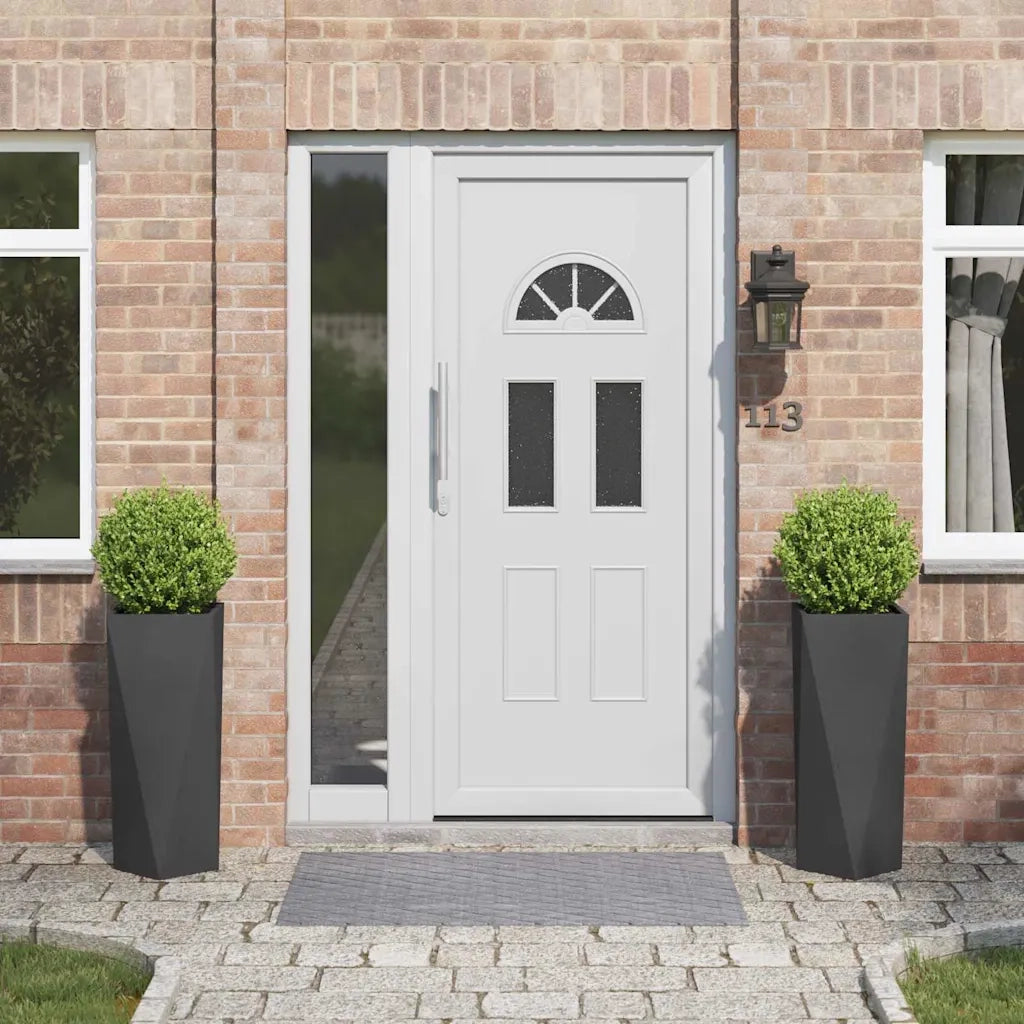 Fioriera 2 pz-Set di 2 Vaso-Contenitore per Piante Nero 30 x 30 x 75 cm Acciaio