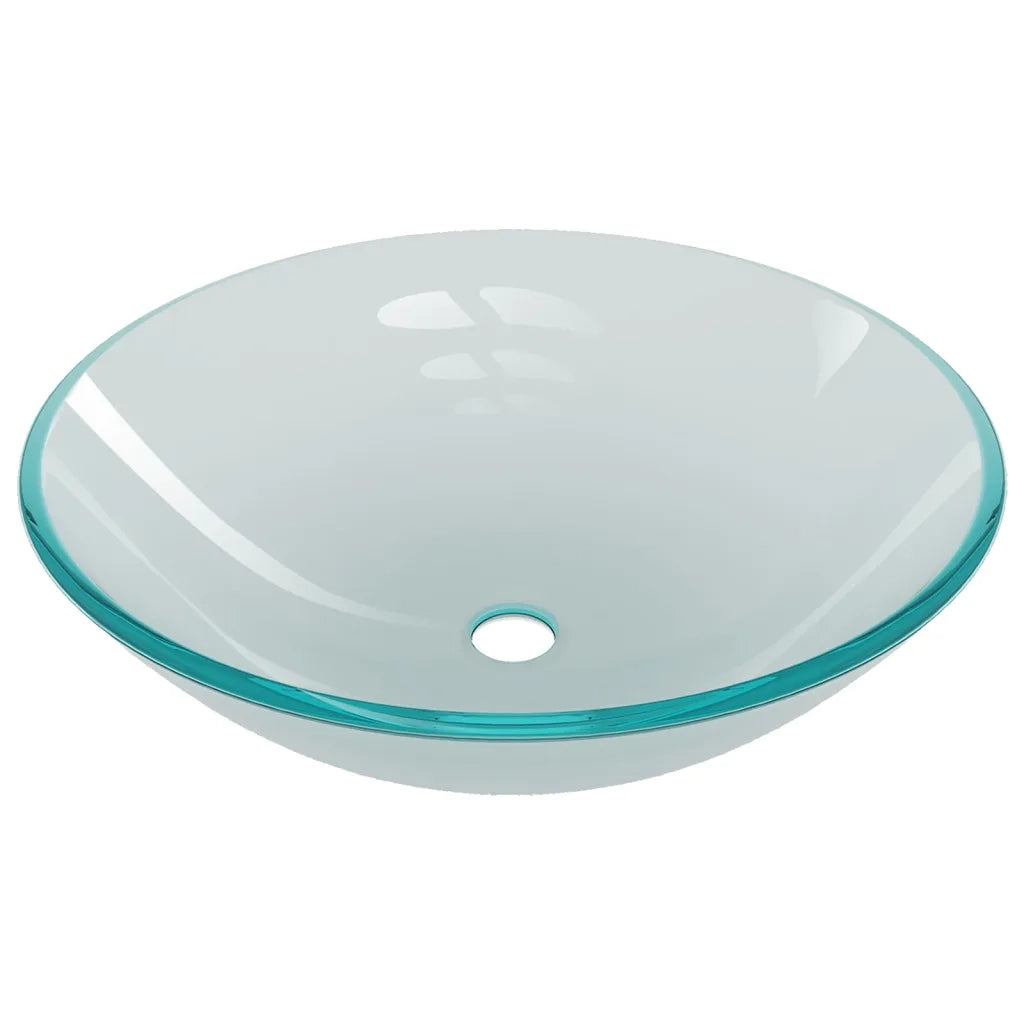 Lavandino con Rubinetto e Piletta-Lavabo-Lavello in Vetro Temperato Satinato 239937