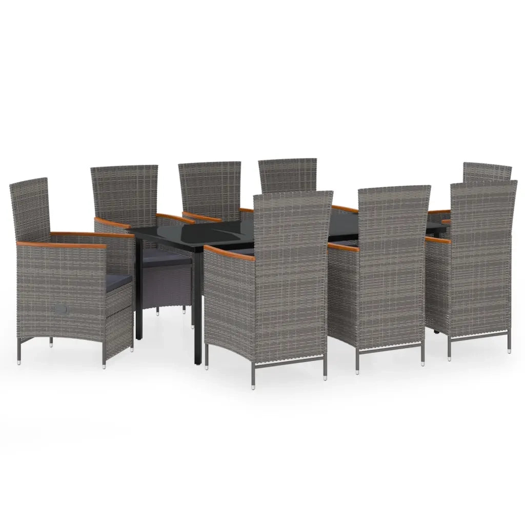 Set da Pranzo da Giardino 9 pz con Cuscini Grigio 3099464