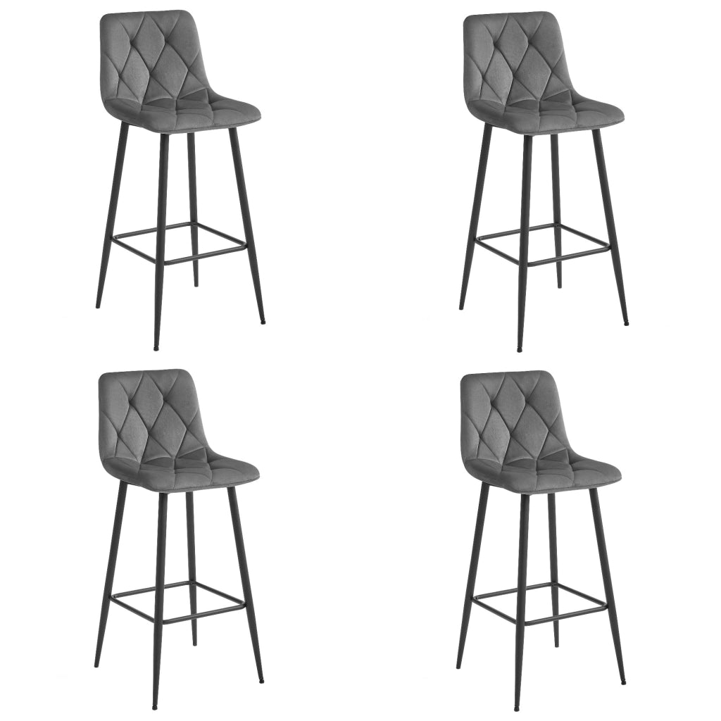 Sgabello Valora KODA in velluto grigio scuro con gambe nere x4