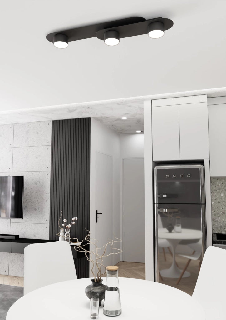 Plafoniera minimalista nera 3 luci GX53 STILO Emibig