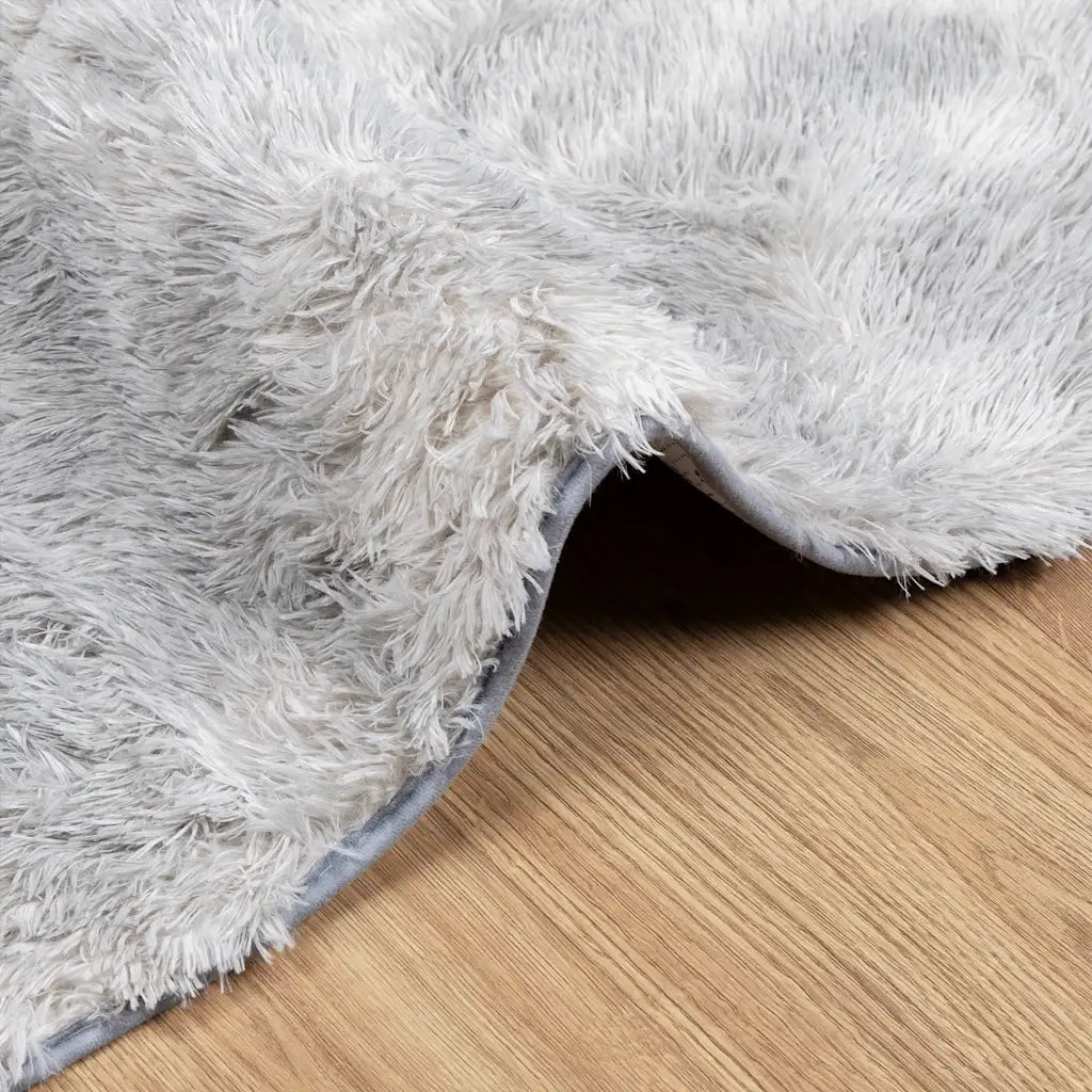 Tappeto del soggiorno | Tappeto Shaggy a Pelo Lungo NAVARRA Grigio Argento 120x120cm