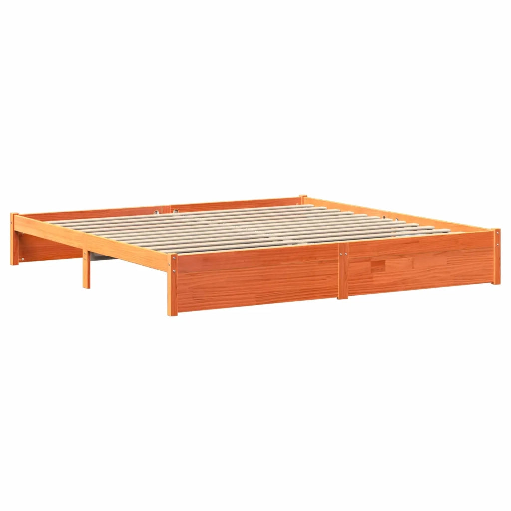 Letto matrimoniale | Letto per adulti | Struttura del letto con testiera contenitore Marrone Cera