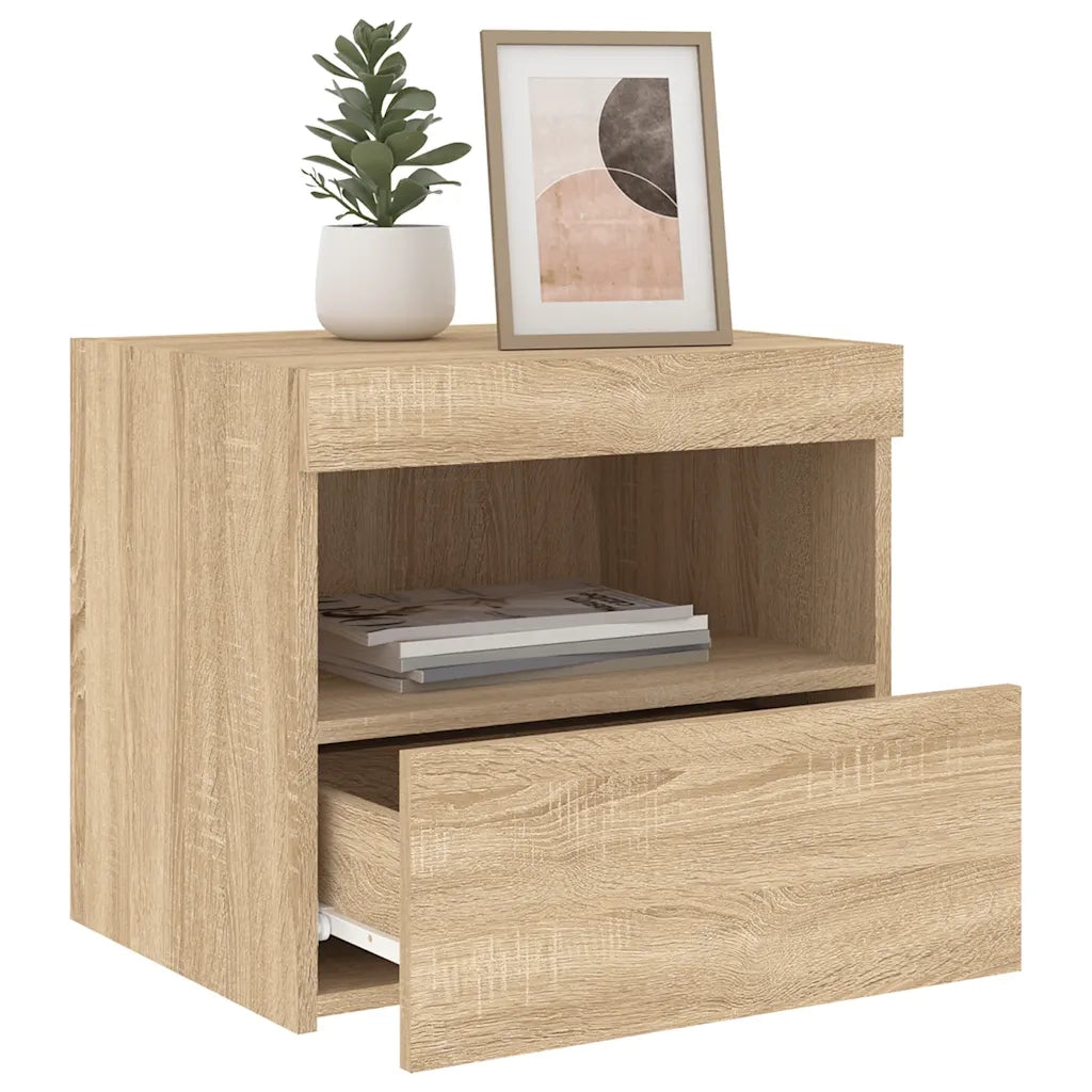 Comodini con Luci LED 2pz Rovere Sonoma 50x40x45 cm 836768