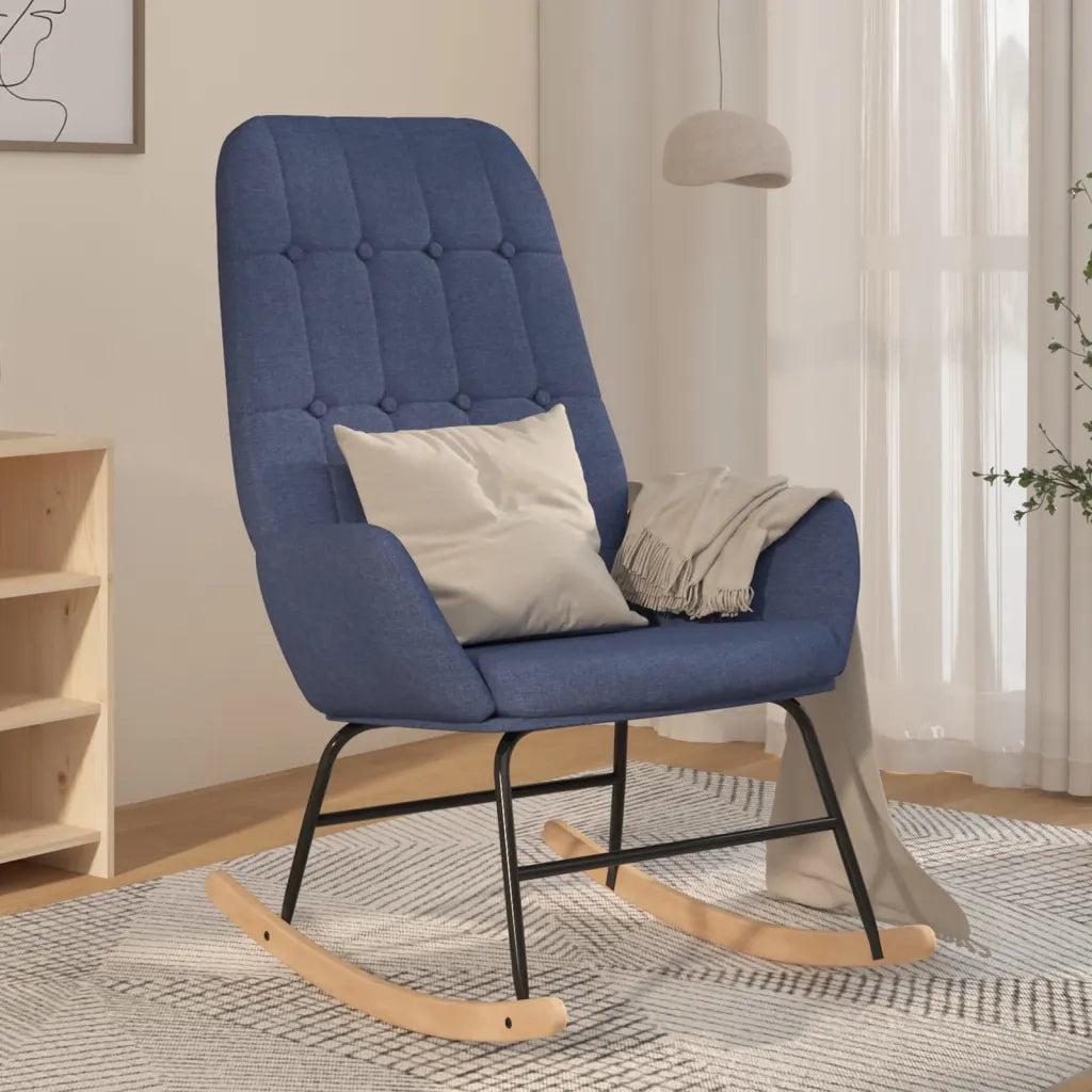 Poltrona a Dondolo Blu in Tessuto 341257