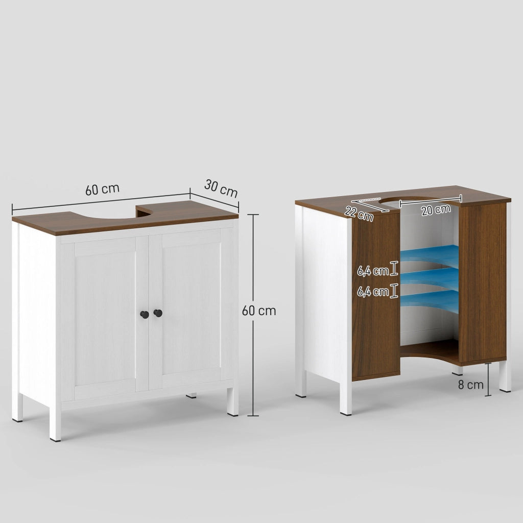 Mobile sottolavabo con 2 ante e ripiano regolabile ¨C Xylo ¨C Bianco 60x30x60 cm