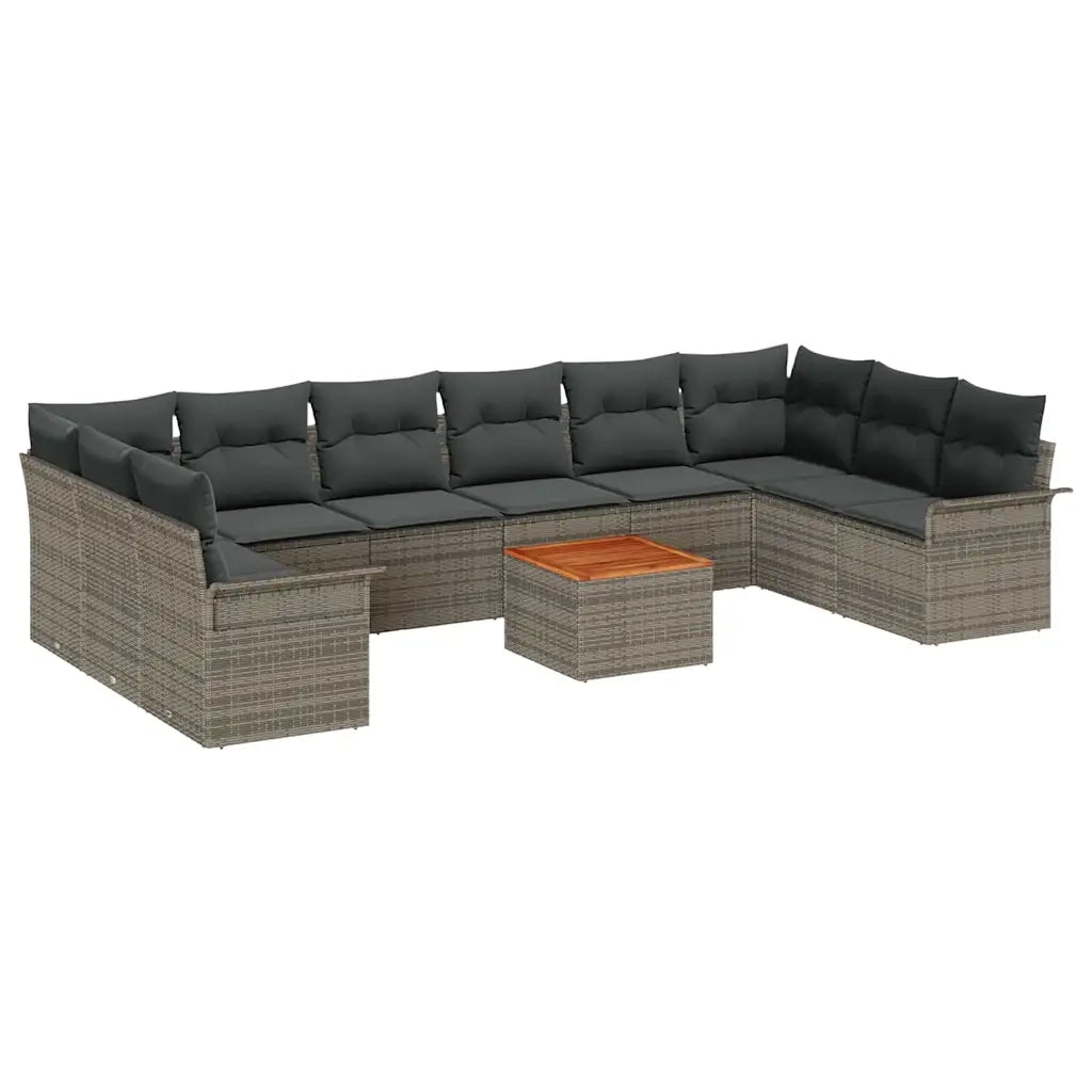 Set Divano da Giardino con cuscino 11 pcs Grigio polyrattan 3347377