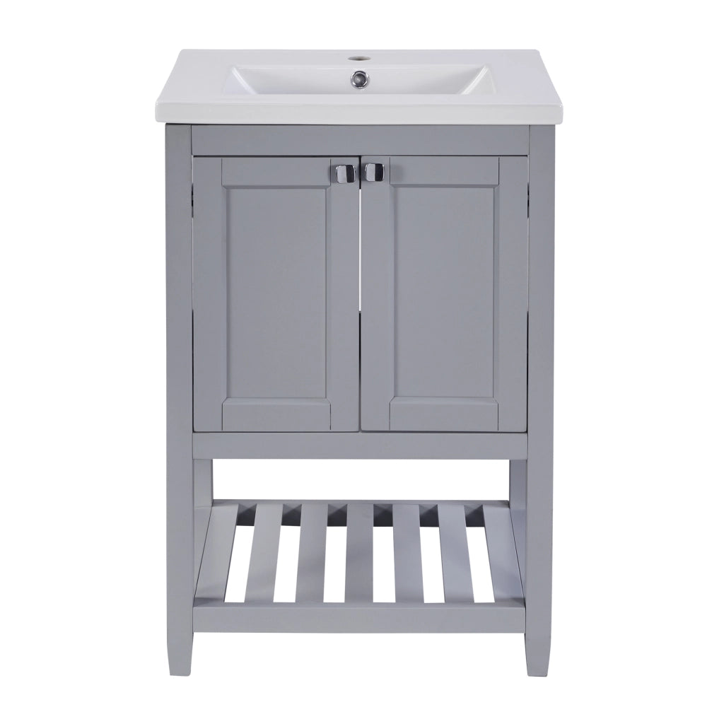 Mobile bagno con lavabo in ceramica 61 cm grigio e bianco