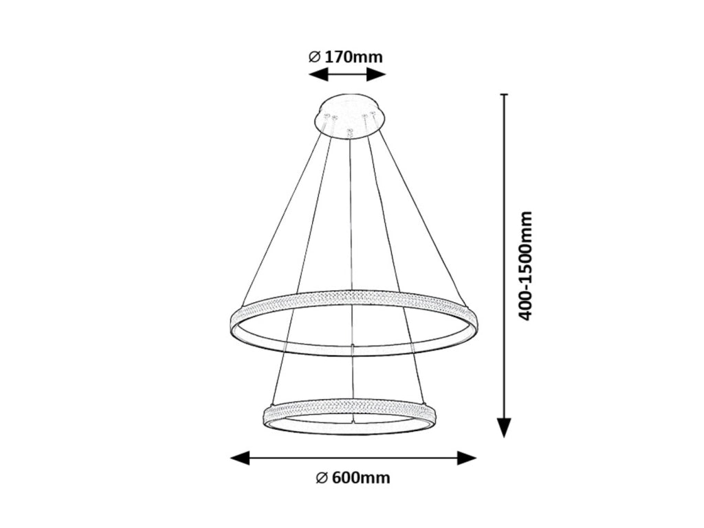 Lampadario Rabalux Grete LED 60W doppio anello Ø60 nero