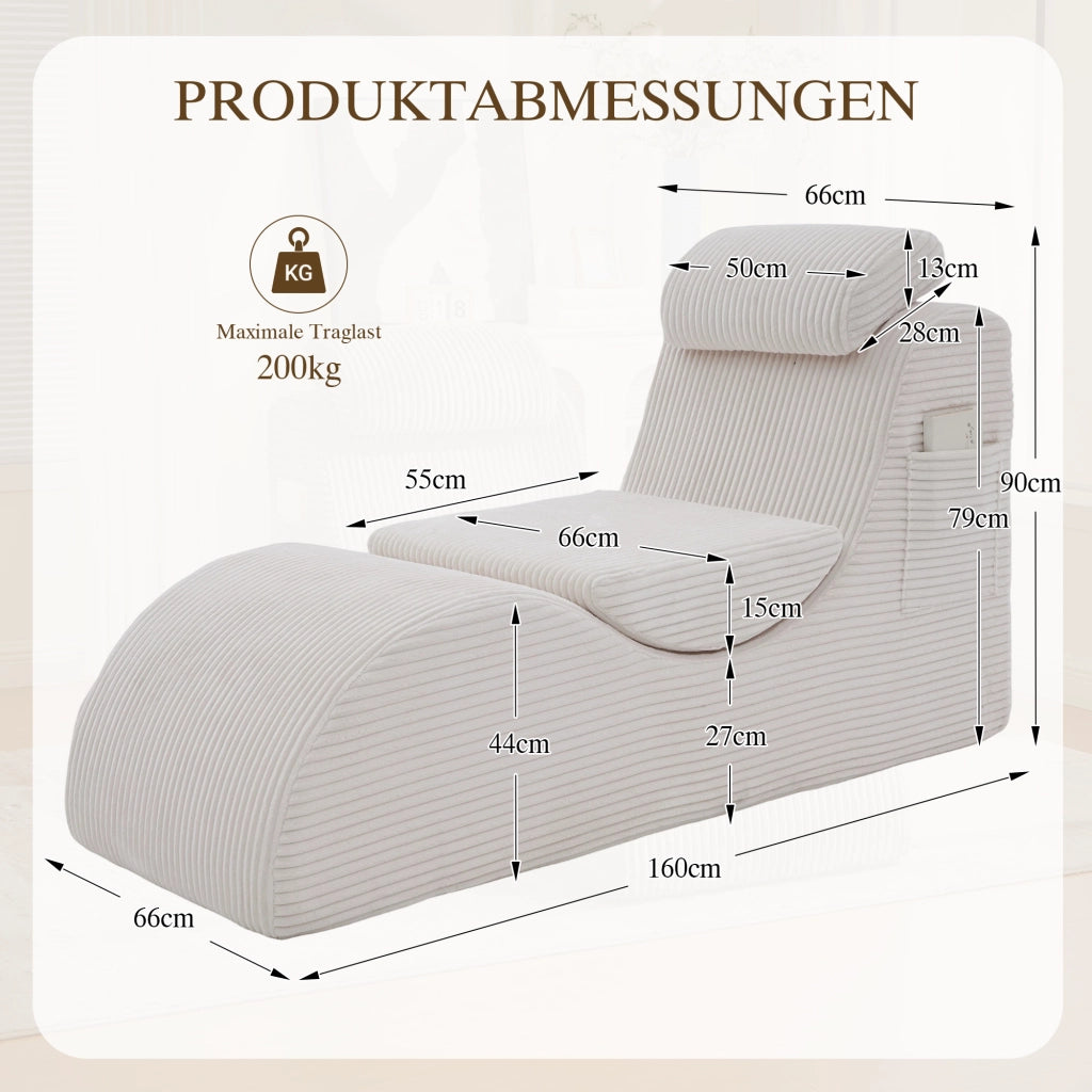 Poltrona Relax Design Ergonomica ¨C MINIMAL ¨C Beige, Tessuto, Cuscino Rimovibile