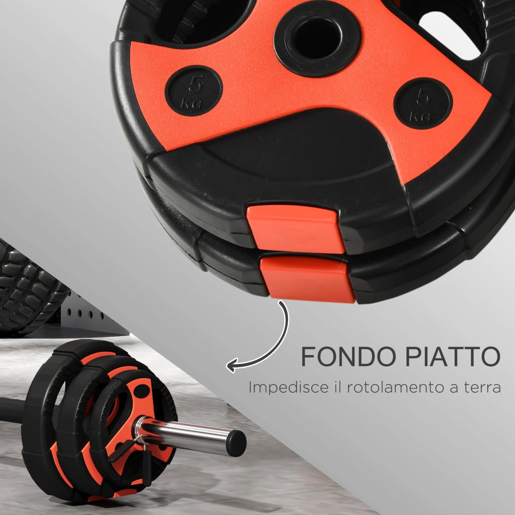Set Bilanciere e Dischi 20kg ¨C Minimal ¨C Nero e Rosso ?17x140 cm