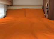 Completo Lenzuola Camper Roulotte 100% Cotone PERSONALIZZABILE Tinta Unita - Matrimoniale - Arancio
