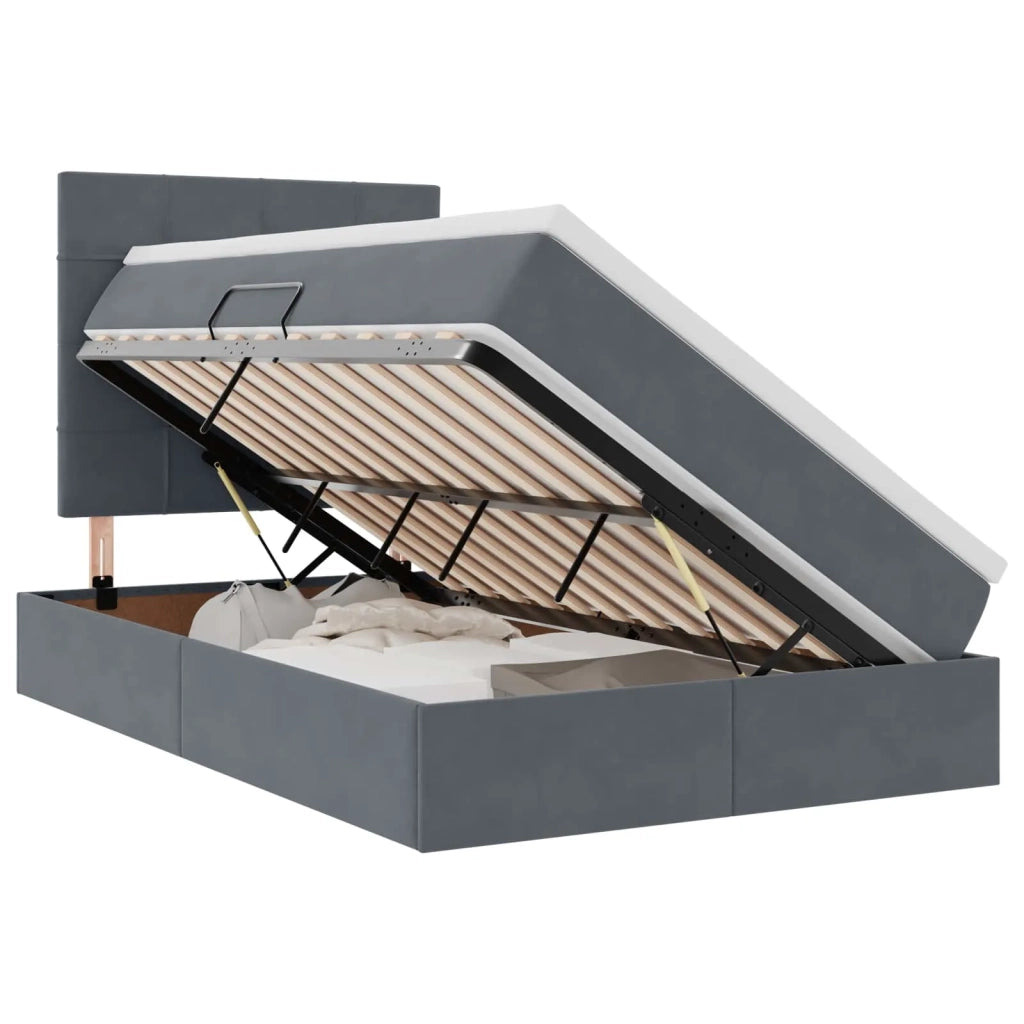 Letto con contenitore e materasso Grigio scuro 120 x 200 cm