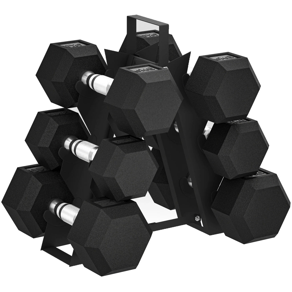 Set Manubri 2x4kg 2x6kg 2x8kg ¨C Xylo ¨C Con Supporto Nero
