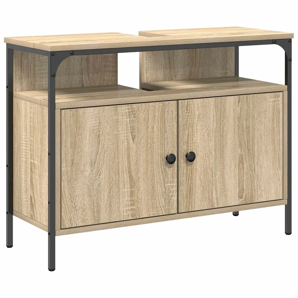 Set di mobili per il Bagno | Armadio da bagno 3 pz Marrone Legno multistrato