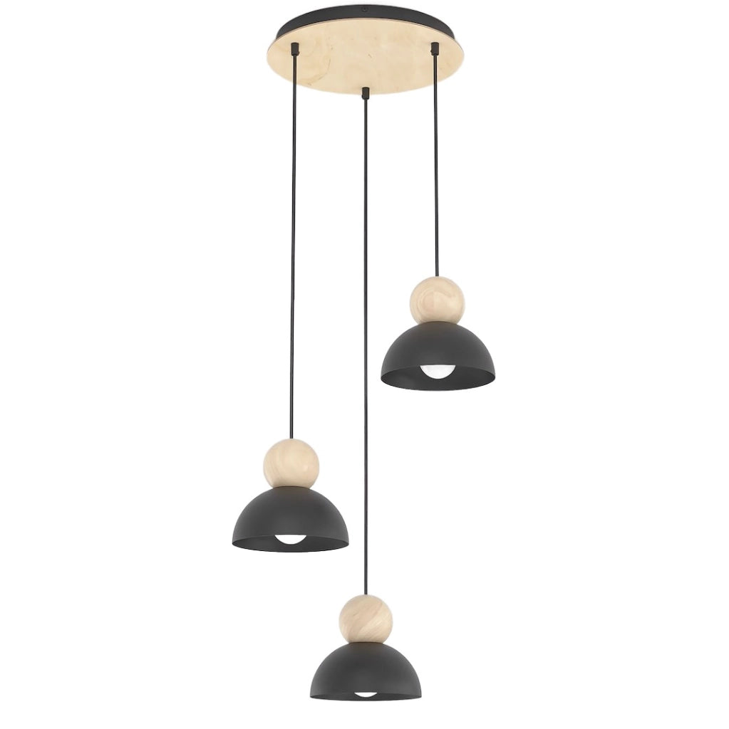 Lampada a sospensione KAKI japandi nero-beige 3xE27