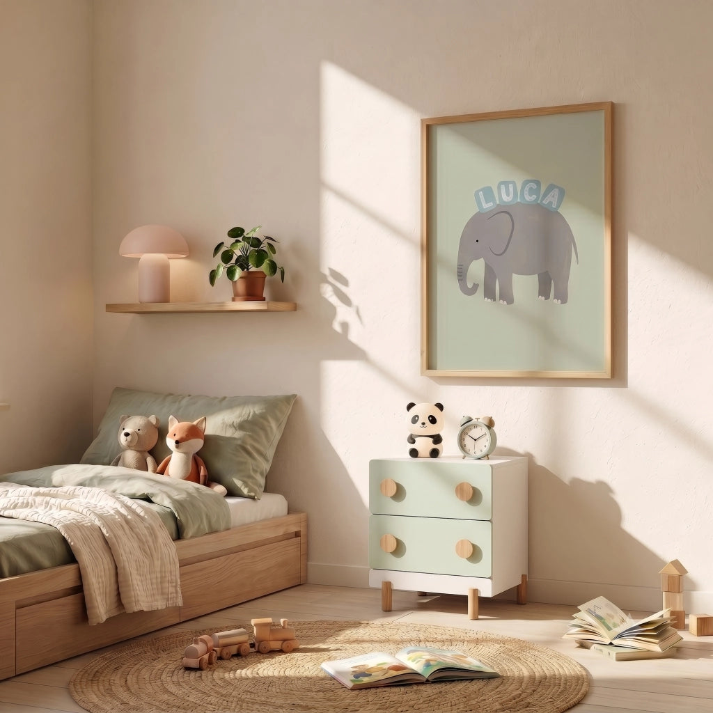 Comodino per Cameretta Vaarentaa con 2 Cassetti 47x40x35 cm - Bianco/Verde Menta [en.casa]