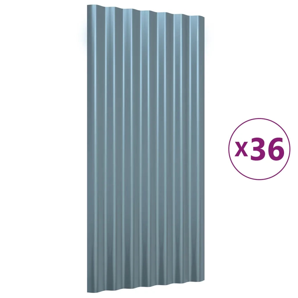 Pannelli Tetto 36pz Acciaio Zincato Grigio 80x36cm 319139