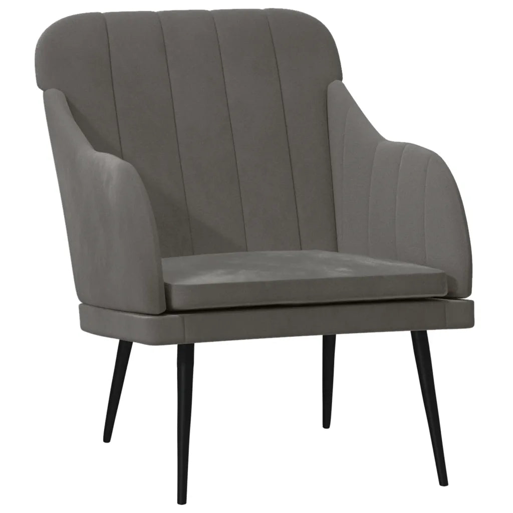 Poltrona | Sedia Relax Grigio Scuro 63x76x80 cm Velluto