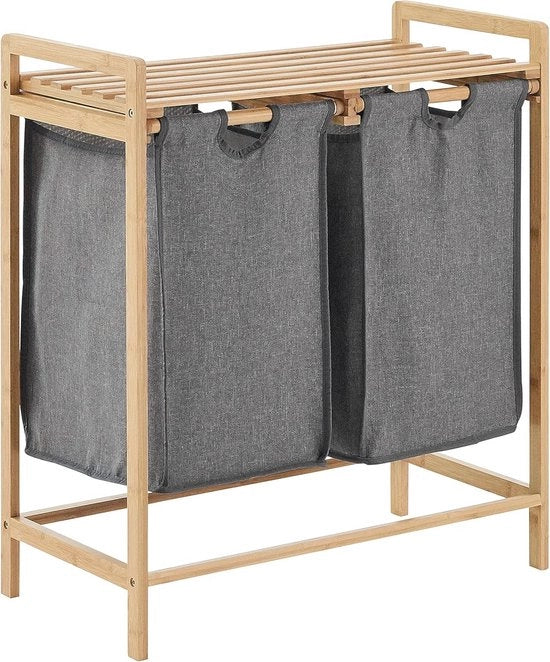 Asciugamano con 2 Cestelli e Asciugamani Estensibili - Cotone e Bambù - Grigio