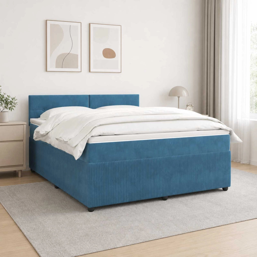 Letto box spring con materasso Blu 180 x 200 cm Velluto 3453195