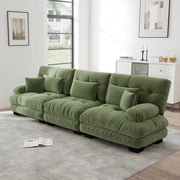 Divano Angolare 3 Posti con Chaise Longue ¨C MINIMAL ¨C Tessuto Chenille Verde, Divano Letto