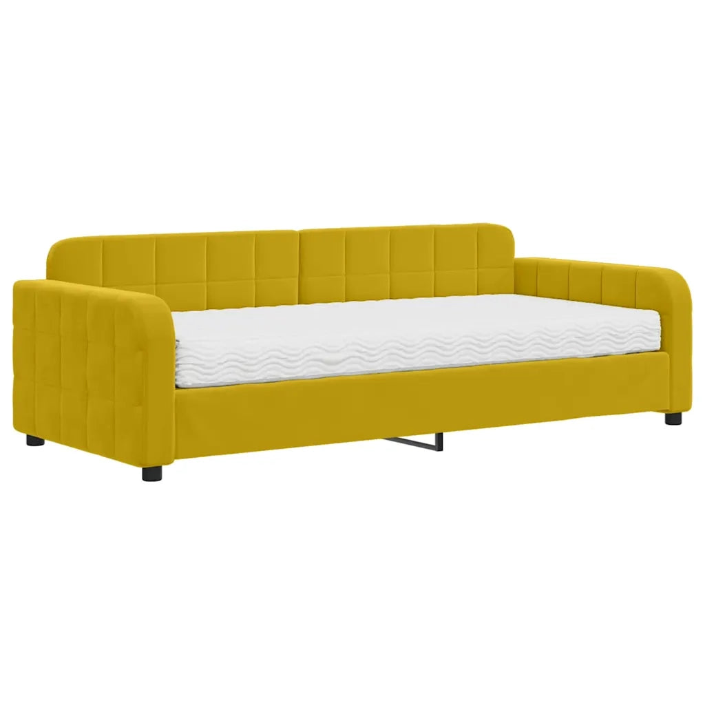 Divano letto | Sof¨¤ letto | Letto singolo con Materasso Giallo 90x200 cm in Velluto