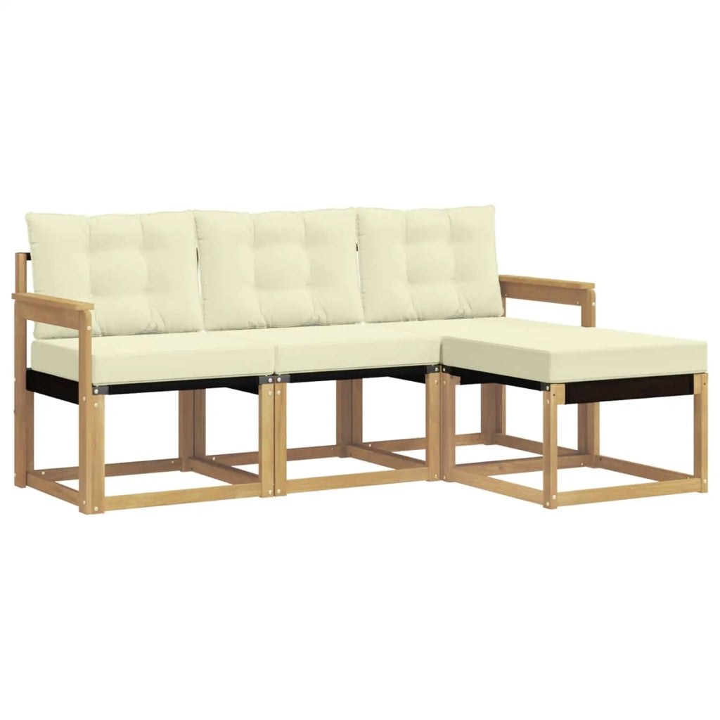 Set di divani da esterno 4 pz Bianco e Crema 3389348