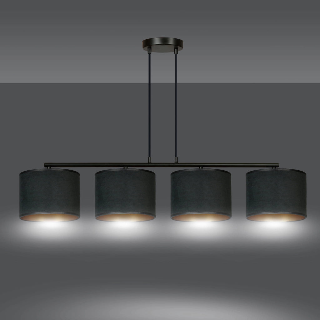 Lampadario Emibig Hilde 4 luci E27 nero/oro dimmerabile
