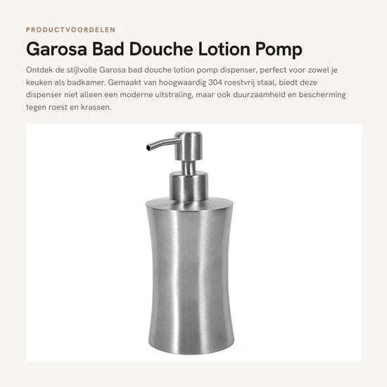 Dispensatore di sapone 400ml - Acciaio inossidabile - Montaggio a parete - Antiscivolo - Bagno/Cucina - Ecologico - Dosing perfetta