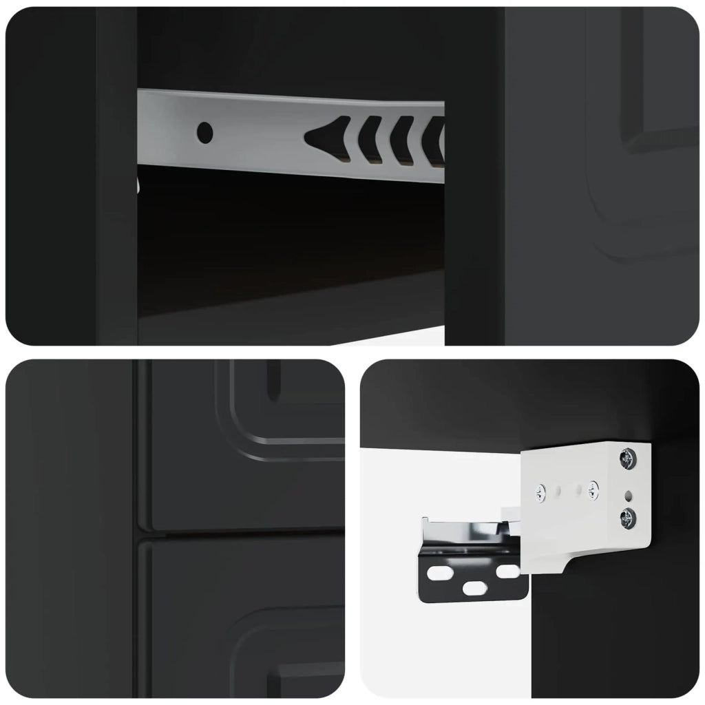 Set di 2 Comodini | Armadio da Notte | Mobiletto da notte a muro Nero 34,5 x 33 x 40 cm