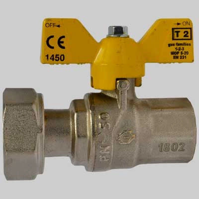 VALVOLA SFERA GAS F/F DADO GIREVOLE FARFALLA ALLUMINIO  3/4 x 1     F.I.V.