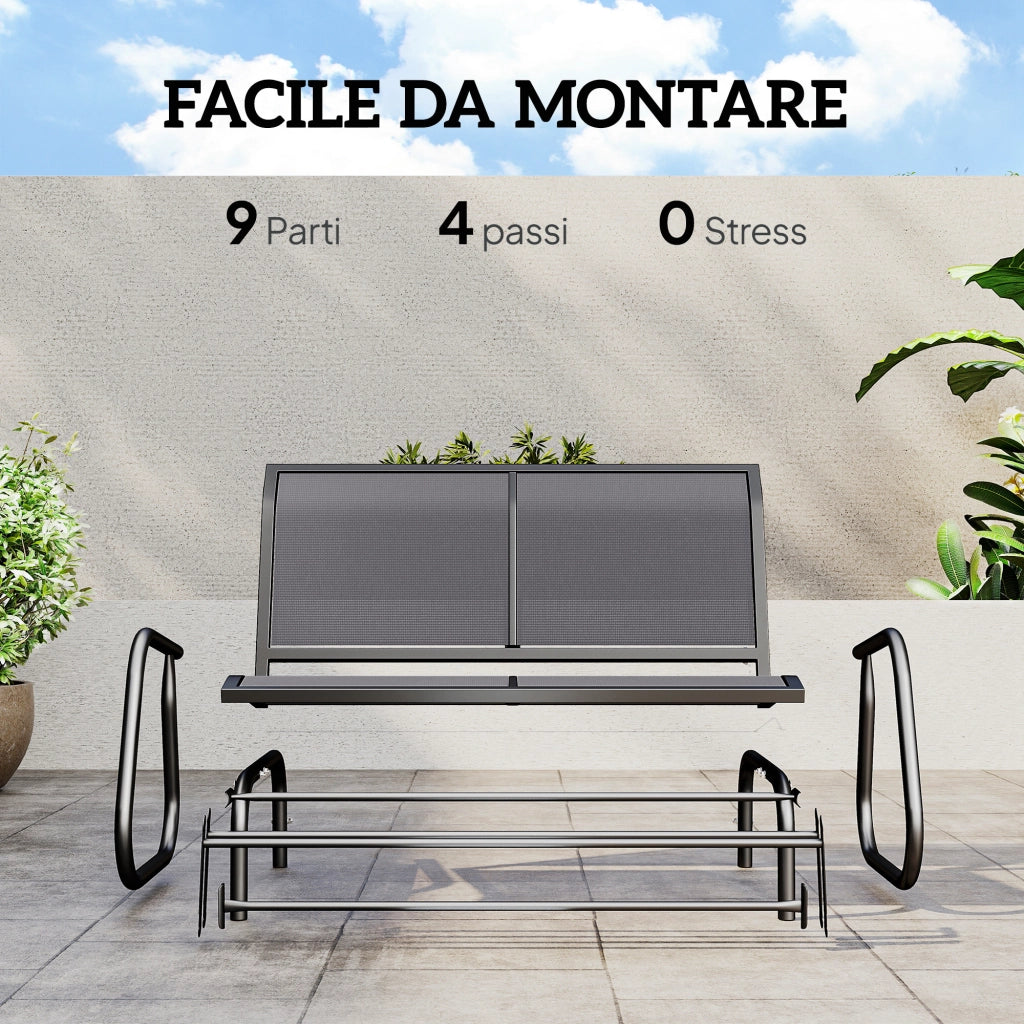 Panchina a Dondolo 2 Posti da Giardino ¨C Minimal ¨C Grigio 120x70x85 cm