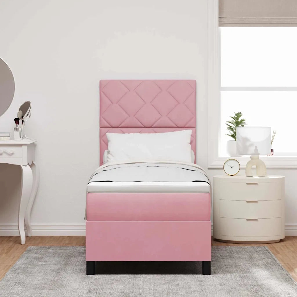 Letto a Sorgente LED con materasso Rosa 80 x 200 cm Velluto 3343345