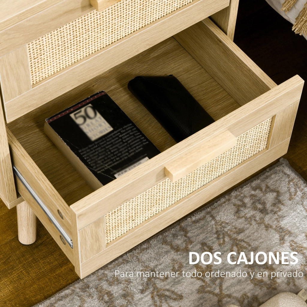 Comodino con 2 cassetti e gambe in legno ¨C Minimal ¨C 40x40x56 cm naturale