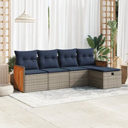 Set Divano da Giardino 5 pz con Cuscini Grigio in Polyrattan 3326016